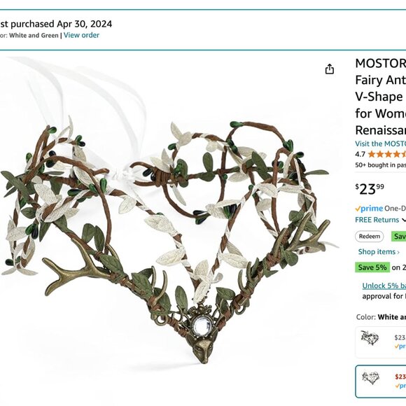 Forest Elf Renaissance Crown 👑🦌🧝🏻‍♀️🧌 - Picture 2 of 4